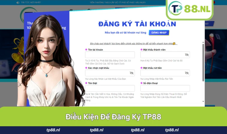Đăng Ký TP88 1 Một số điều kiện cần biết khi đăng ký tài khoản TP88.