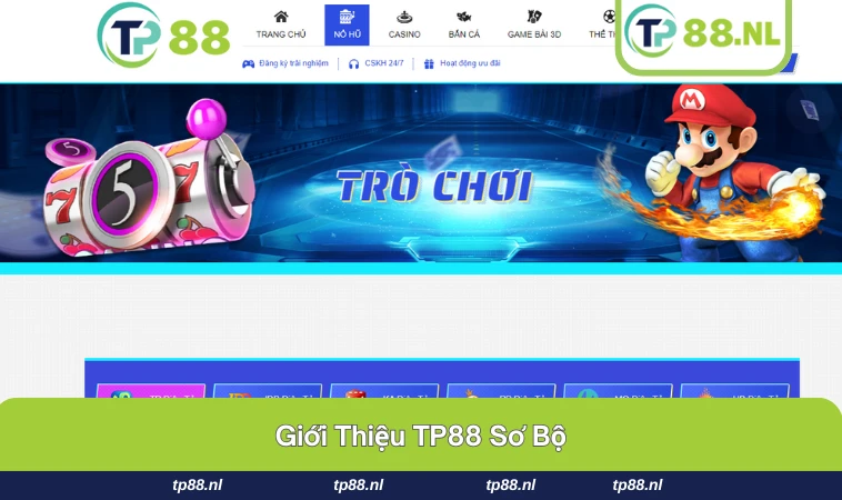 Giới Thiệu TP88 1 Logo TP88 và giao diện chính của trang chủ