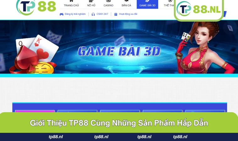 Giới Thiệu TP88 3 Ảnh minh họa game thể thao, ca casino và bài 3D tại TP88