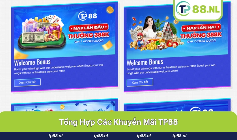 Khuyến Mãi TP88 1 Các loại khuyến mãi đa dạng và hấp dẫn có tại TP88.